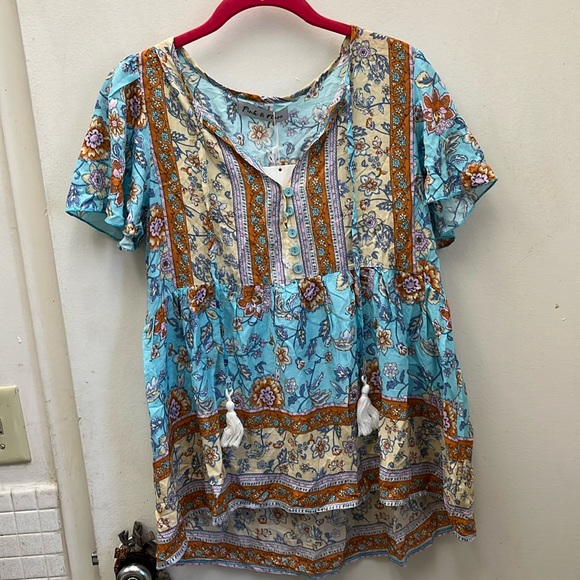 NWT Pink & Flare Boho Swing Top Size Small - Picture 2 of 11